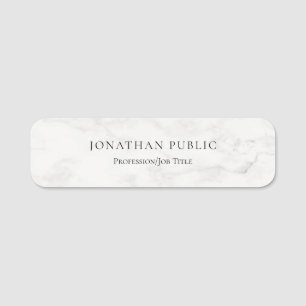 Elegant White Marble Simple Sjabloon Moderne Naamplaatje