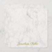 Elegant White Marble Sjabloon Gold Handwriting (Voorkant / Achterkant)