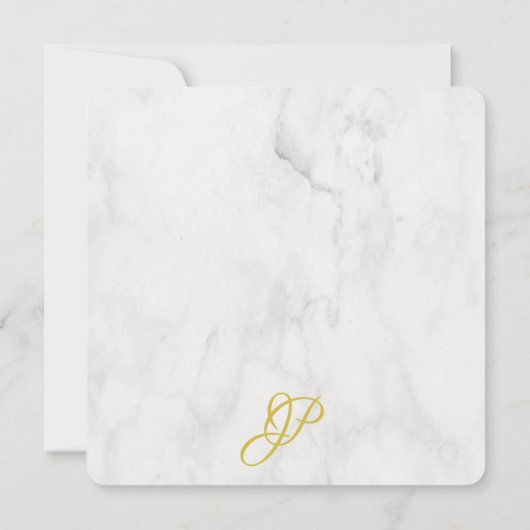 Elegant White Marble Sjabloon Gold Handwriting (Achterkant)