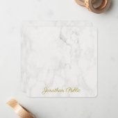 Elegant White Marble Sjabloon Gold Handwriting (Voorkant / Achterkant in situ)