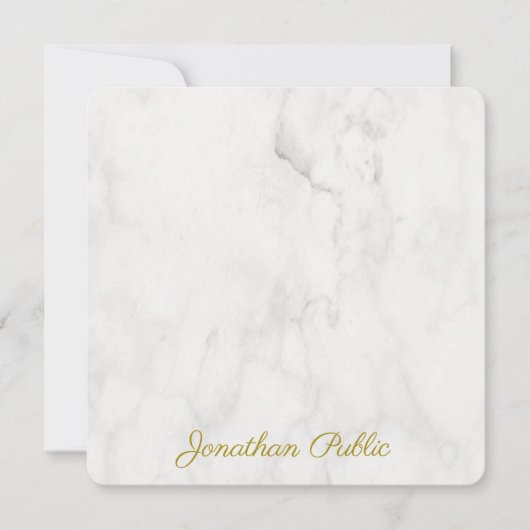 Elegant White Marble Sjabloon Gold Handwriting (Voorkant)