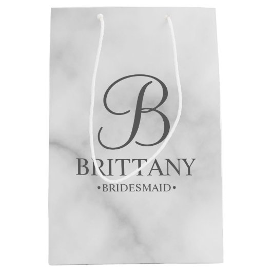 Elegant White Marble Specialized Bridesmaids Medium Cadeauzakje (Voorkant)