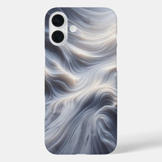 Elegant White Marble Waves Case Soft Flowing Grey (Achterkant)