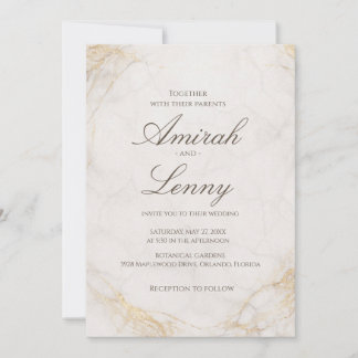 Elegant White Marble Wedding Invitation Background Kaart