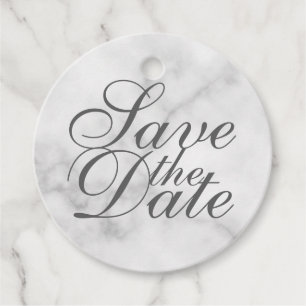 Elegant White Marble Wedding Save the Date Bedankjes Labels