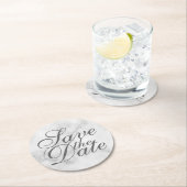 Elegant White Marble Wedding Save the Date Ronde Kartonnen Onderzetter (Insitu)