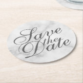Elegant White Marble Wedding Save the Date Ronde Kartonnen Onderzetter (Gebogen)