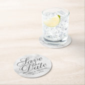 Elegant White Marble Wedding Save the Date Ronde Kartonnen Onderzetter (Insitu)