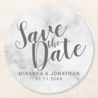 Elegant White Marble Wedding Save the Date