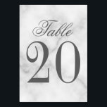 Elegant White Marble Wedding Table Number Kaart<br><div class="desc">Elegant Trouwtafel Nummer Kaart heeft de titel "Table" in een grijs elegant script lettertype met tabelnummer in grijs serif lettertype stijl op witte marmeren achtergrond. Ook ideaal voor vrijgezellenfeest, repetitiediner, verjaardagsfeest, restaurants, speciale gelegenheden, feesten en evenementen.</div>