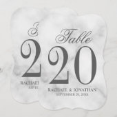Elegant White Marble Wedding Table Number Kaart (Voorkant / Achterkant)