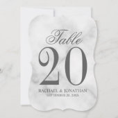 Elegant White Marble Wedding Table Number Kaart (Voorkant)