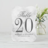 Elegant White Marble Wedding Table Number Kaart (Staand voorkant)
