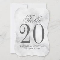 Elegant White Marble Wedding Table Number