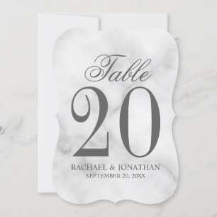Elegant White Marble Wedding Table Number Kaart