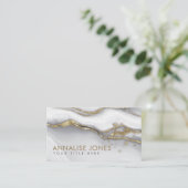 Elegant white marmer en Gold Visitekaartje (Staand voorkant)
