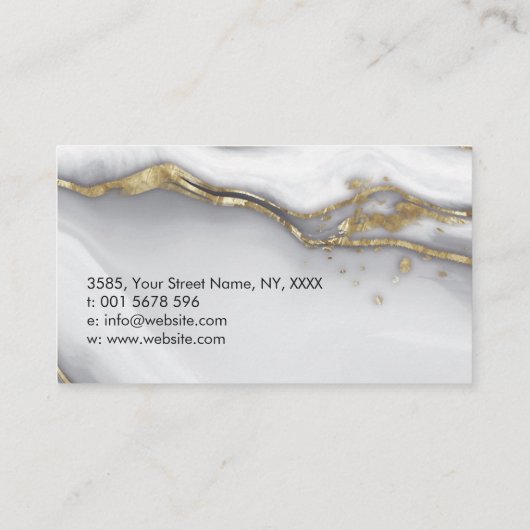 Elegant white marmer en Gold Visitekaartje (Achterkant)