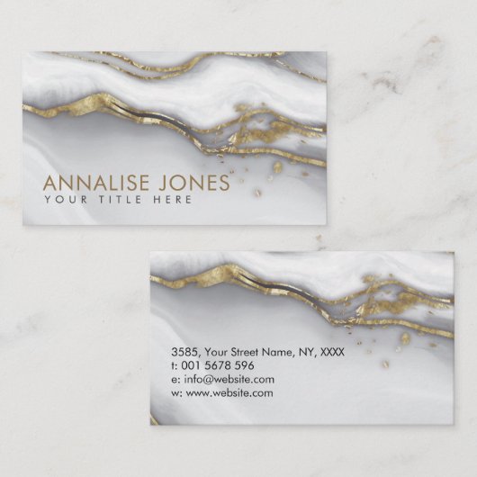 Elegant white marmer en Gold Visitekaartje (Voorkant / Achterkant)