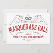 Elegant White Masquerade Party Uitnodigingen (Voorkant)