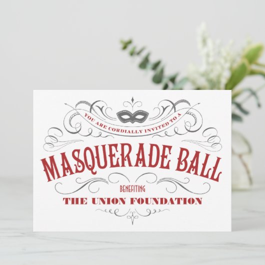 Elegant White Masquerade Party Uitnodigingen (Staand voorkant)