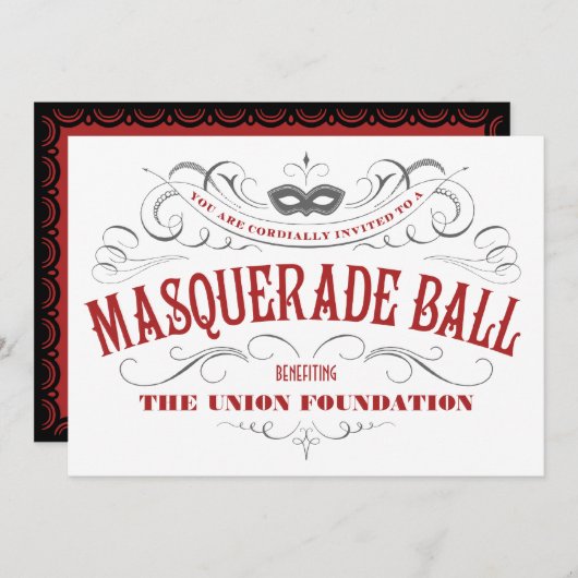 Elegant White Masquerade Party Uitnodigingen (Voorkant / Achterkant)