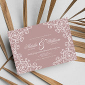 Elegant white mauve roze ornament bruiloft kaart