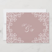 Elegant white mauve roze ornament bruiloft kaart (Achterkant)