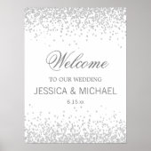 Elegant White met mousserende zilver Glitter Weddi Poster (Voorkant)