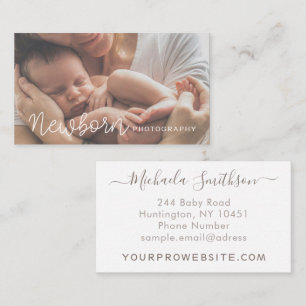 Elegant White Minimal Modern Newborn Fotograaf Visitekaartje