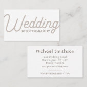 Elegant White Minimal Modern Wedding Fotograaf Visitekaartje (Voorkant / Achterkant)