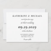 Elegant White Minimal Wedding Invitations Kaart (Achterkant)