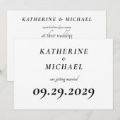 Elegant White Minimal Wedding Invitations Kaart (Voorkant / Achterkant)
