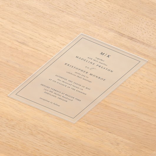 Elegant White Minimalist Calligraphy Acryl Uitnodigingen (Laagn)