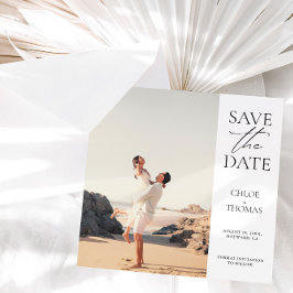 Elegant White Minimalist Script Photo Save The Date
