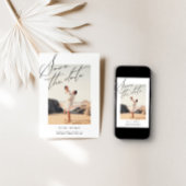 Elegant White Minimalist Script Photo Save The Date
