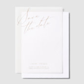 Elegant White Minimalist Script Photo Vellum Uitnodigingen (Offset)