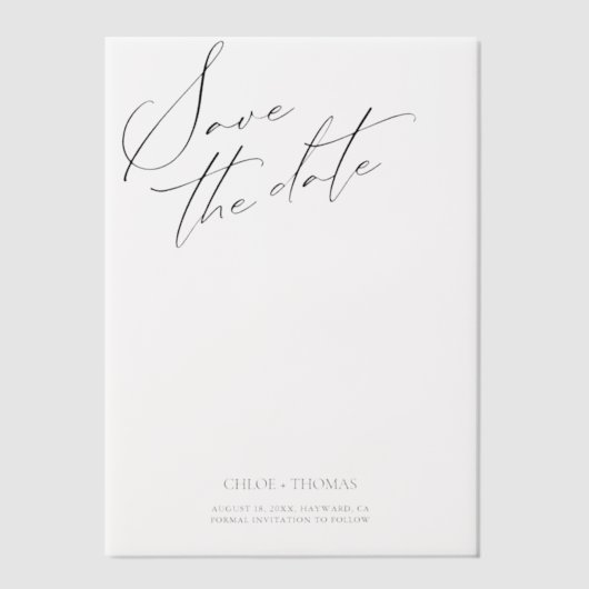 Elegant White Minimalist Script Photo Vellum Uitnodigingen (Voorkant)