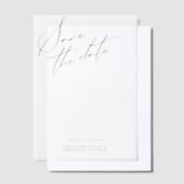 Elegant White Minimalist Script Photo Vellum Uitnodigingen (Offset)