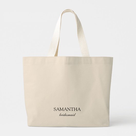 Elegant White Minimalist Weddenschap Bridesmaid Sc Grote Tote Bag (Achterkant)