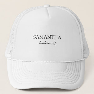 Elegant White Minimalist Weddenschap Bridesmaid Sc Trucker Pet