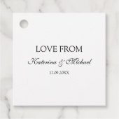 Elegant White Minimalist Weddenschap Gift Bedankjes Labels (Voorkant)