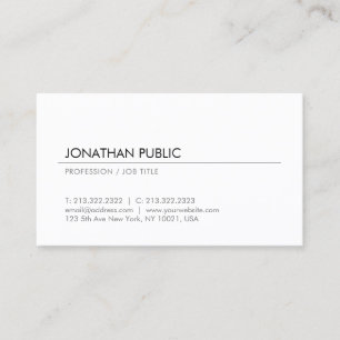 Elegant White Minimalistics Design Professional Visitekaartje
