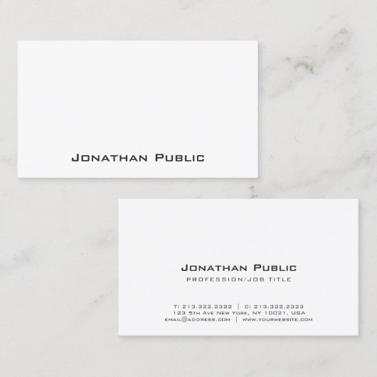Elegant White Modern Clean Professional Plain Visitekaartje (Voorkant / Achterkant)
