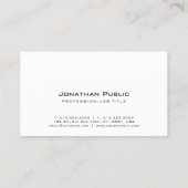 Elegant White Modern Clean Professional Plain Visitekaartje (Achterkant)