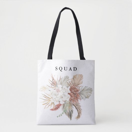 Elegant White Modern Pampas Grass Tropisch Oerwoud Tote Bag (Voorkant)