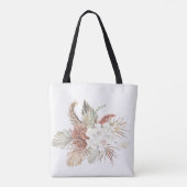 Elegant White Modern Pampas Grass Tropisch Oerwoud Tote Bag (Achterkant)