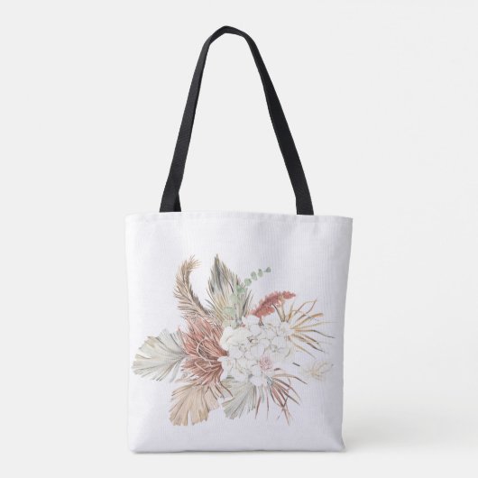 Elegant White Modern Pampas Grass Tropisch Oerwoud Tote Bag (Achterkant)