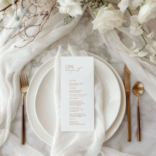 Elegant White Modern "Time to Feast" huwelijksmenu Menu