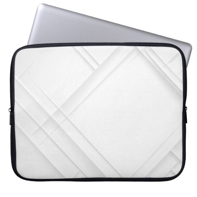 Elegant White Monochrome Abstract Pattern Laptop Sleeve (Voorkant)