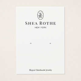 Elegant White Monogram Earling Display Card-kaart Visitekaartje